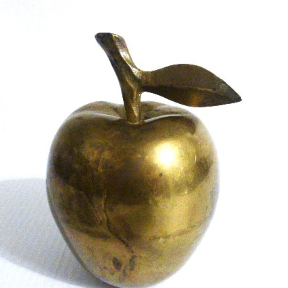 Vintage BRASS APPLE PAPERWEIGHT Vintage Desk Vintage Apple Doorstop Fruit